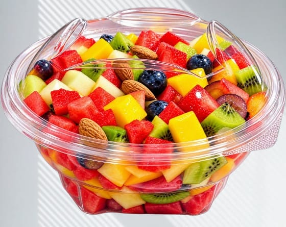 Vivia Fruit Salad bowl of watermelon, strawberry, mango, kiwi, blueberries and almonds